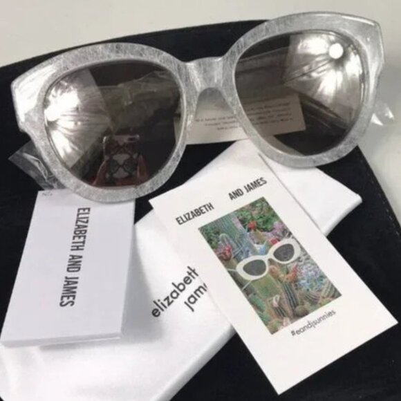 ELIZABETH & JAMES Women's Ice Crystal Round Retro Sunglasses 55mm New - Picture 1 of 8